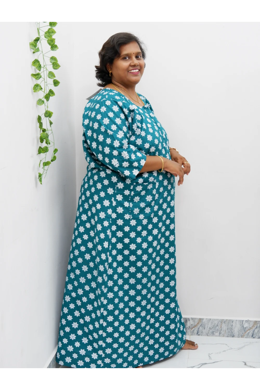 Classic 3/4 Sleeve Cotton Nighty for Women