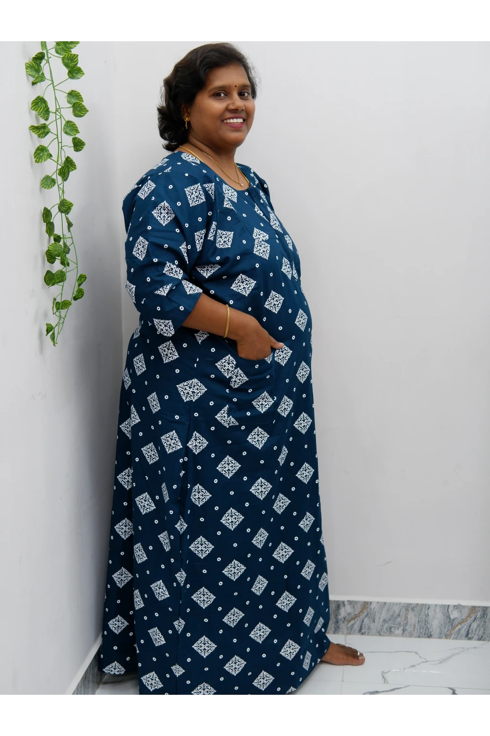 Classic 3/4 Sleeve Cotton Nighty for Women