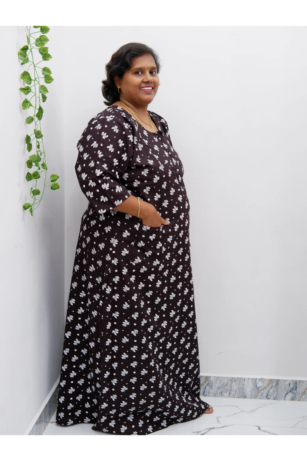 Classic 3/4 Sleeve Cotton Nighty for Women