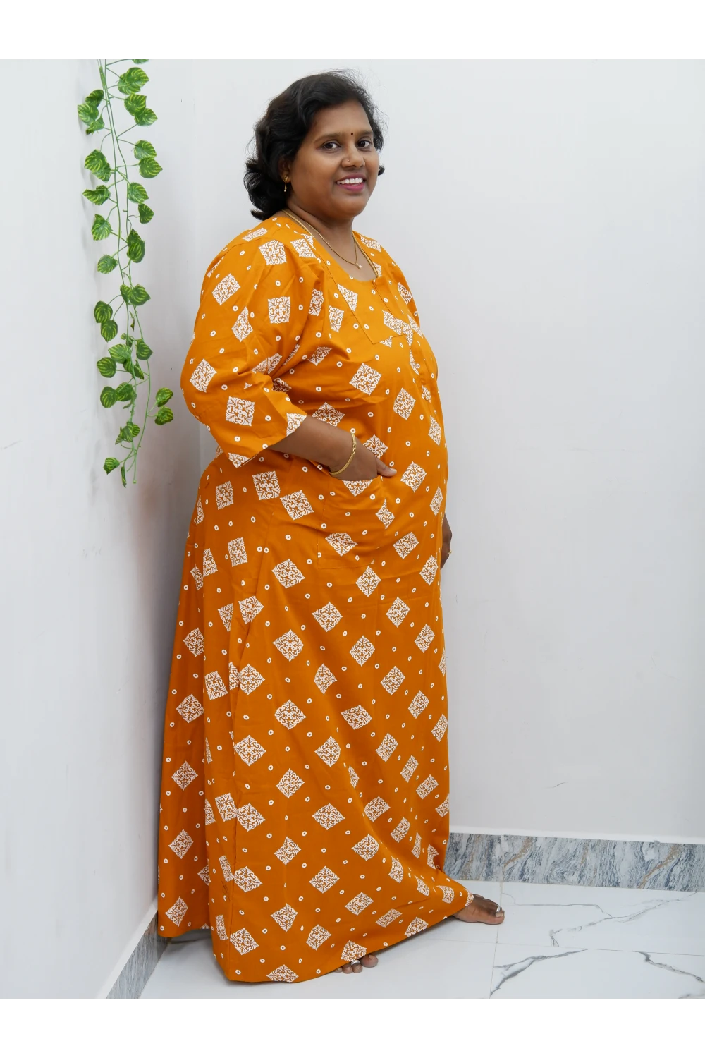 Classic 3/4 Sleeve Cotton Nighty for Women