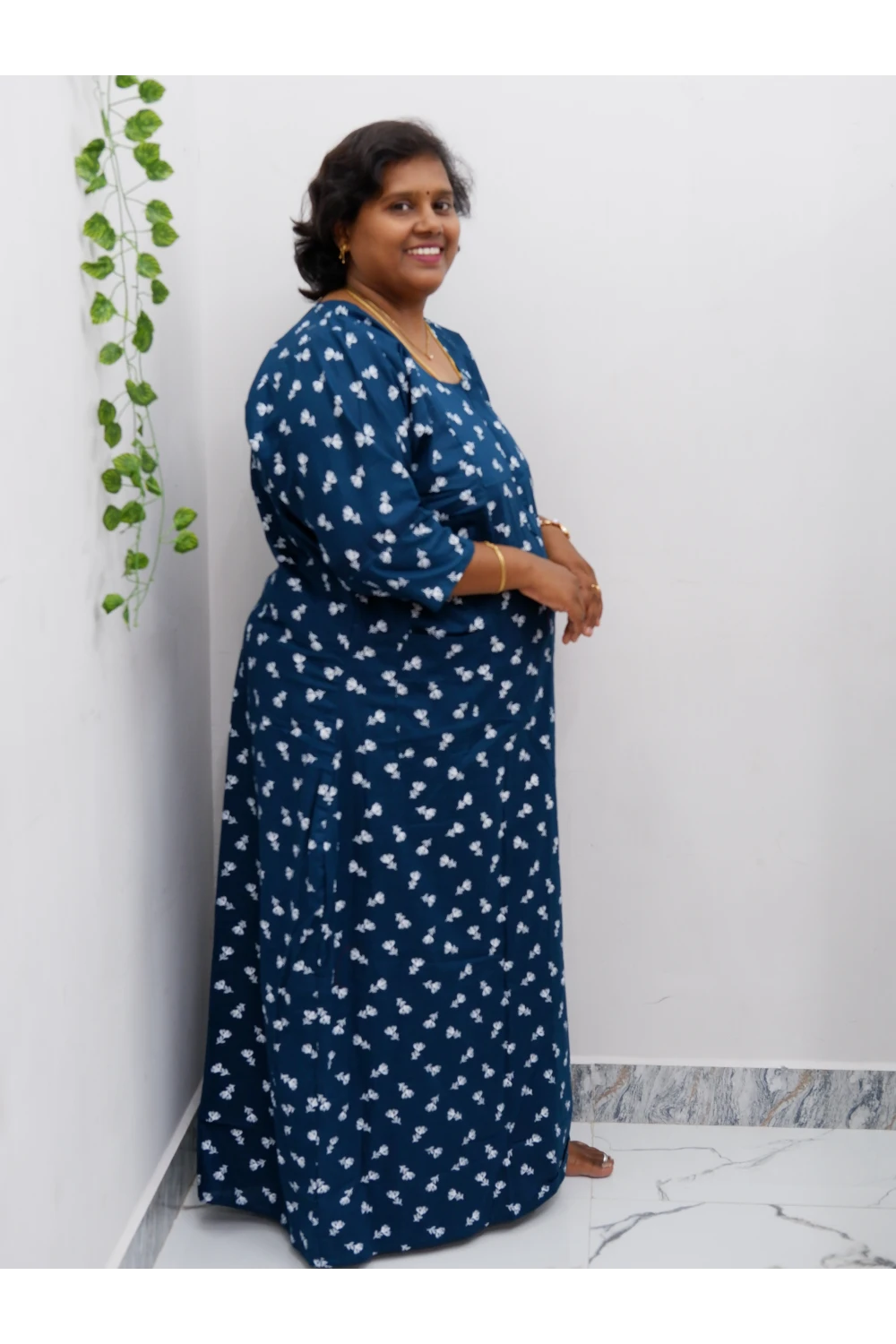 Classic 3/4 Sleeve Cotton Nighty for Women