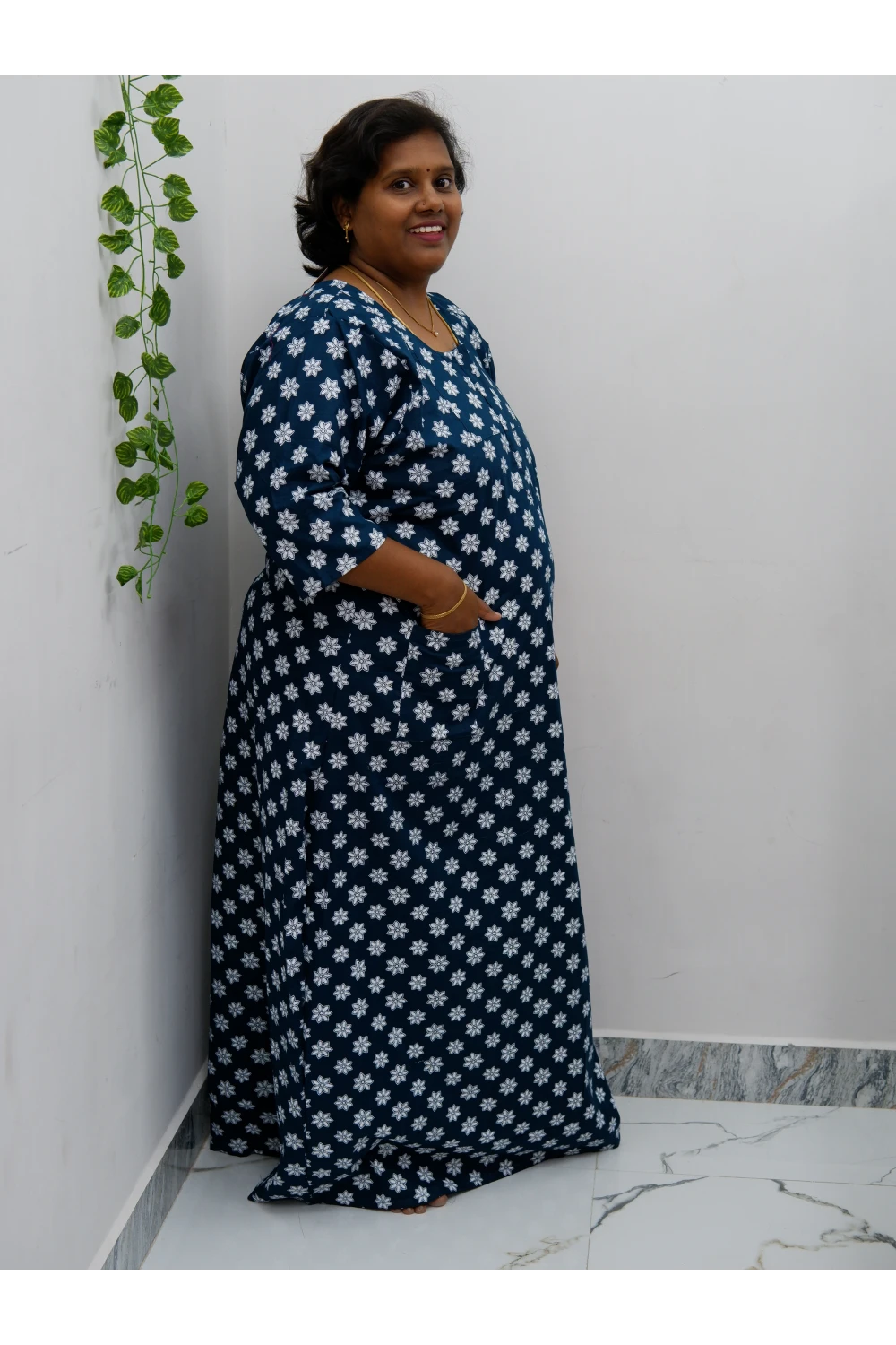 Classic 3/4 Sleeve Cotton Nighty for Women
