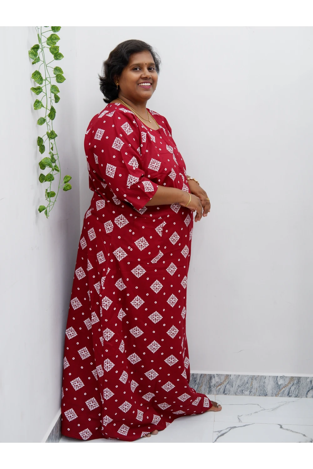 Classic 3/4 Sleeve Cotton Nighty for Women