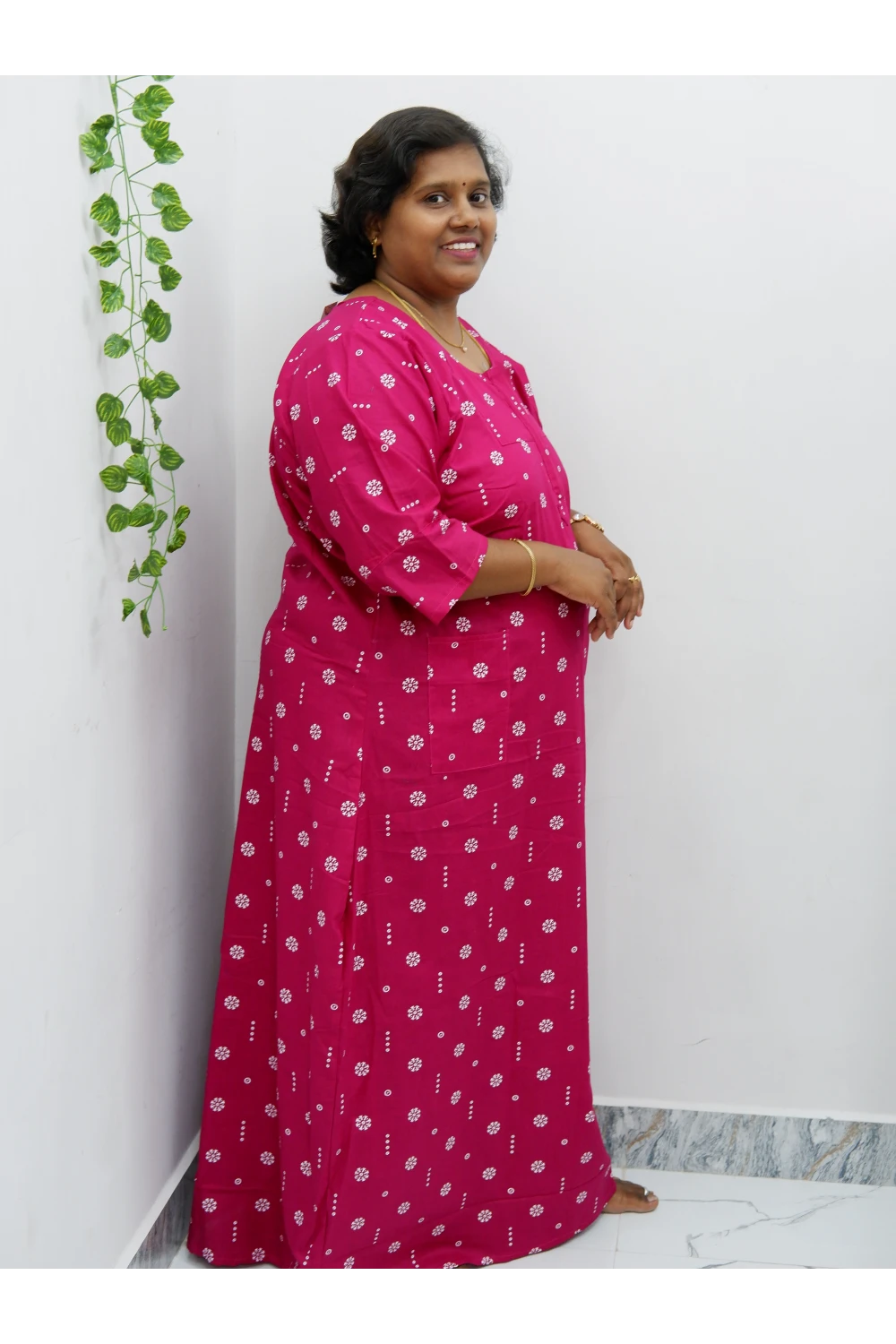 Classic 3/4 Sleeve Cotton Nighty for Women