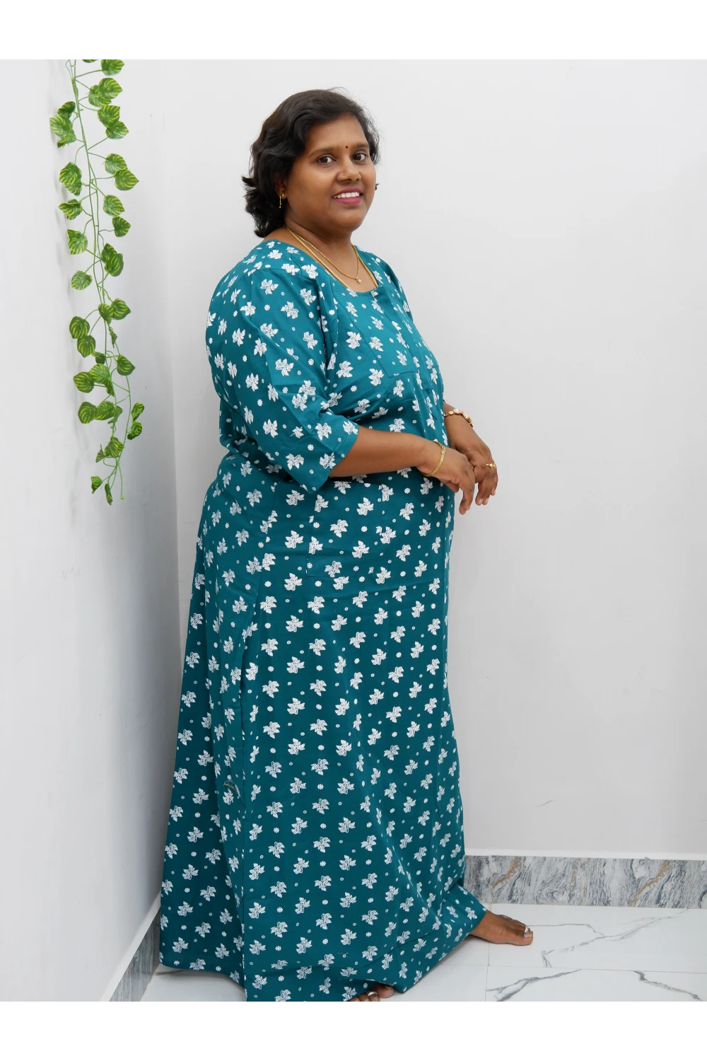 Classic 3/4 Sleeve Cotton Nighty for Women
