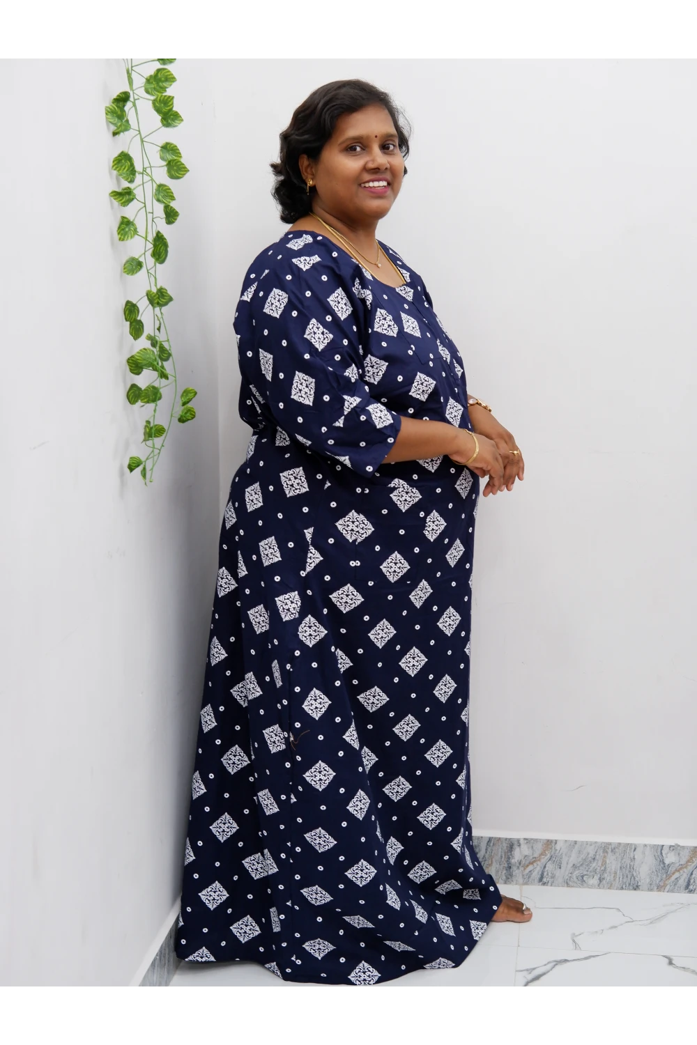 Classic 3/4 Sleeve Cotton Nighty for Women