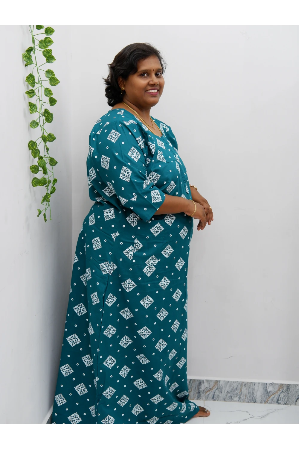 Classic 3/4 Sleeve Cotton Nighty for Women