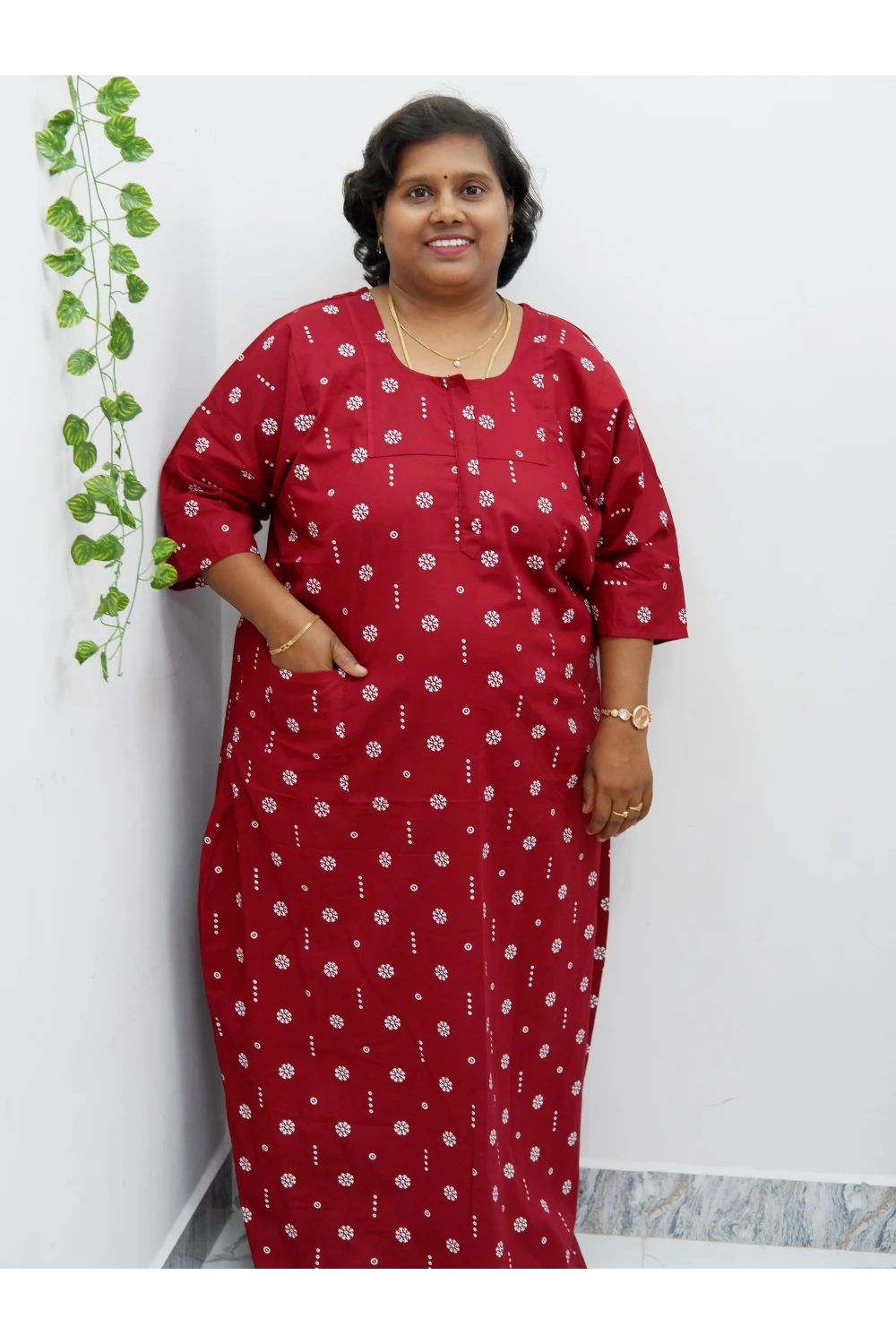 Classic 3/4 Sleeve Cotton Nighty for Women