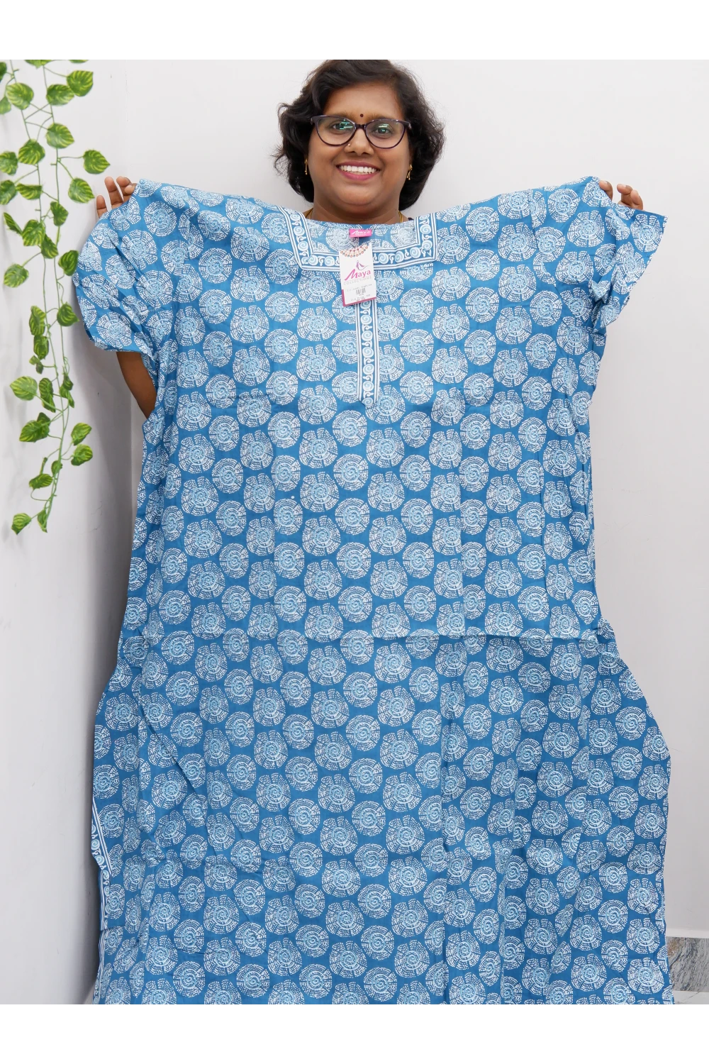 Plus Size Elegant Zip Nighty – Jyothi Cotton Breeze