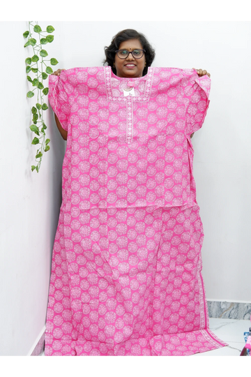 Plus Size Elegant Zip Nighty – Jyothi Cotton Breeze