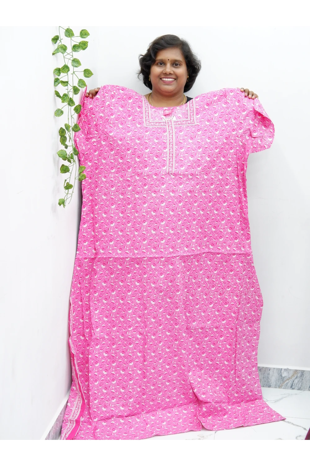 Plus Size Elegant Zip Nighty – Jyothi Cotton Breeze