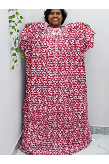 Plus Size Elegant Zip Nighty – Jyothi Cotton Breeze