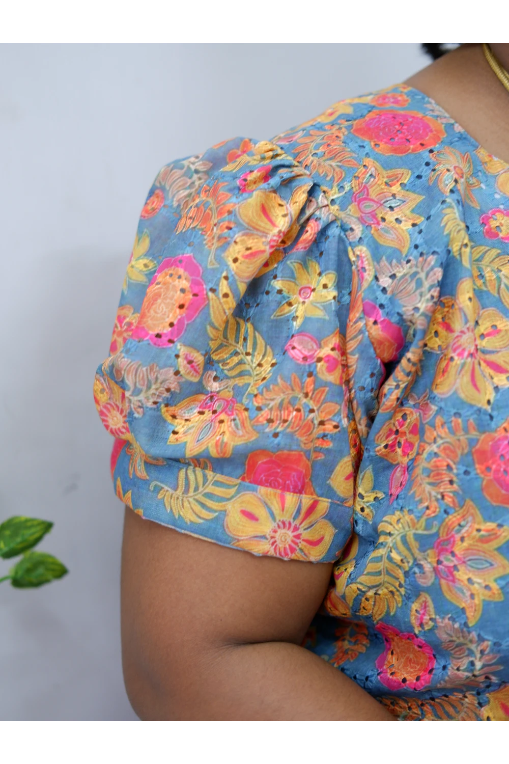 Trendy Puff Sleeve Kurti –Acoba Cotton Midi with lining Length Frock Style for Women