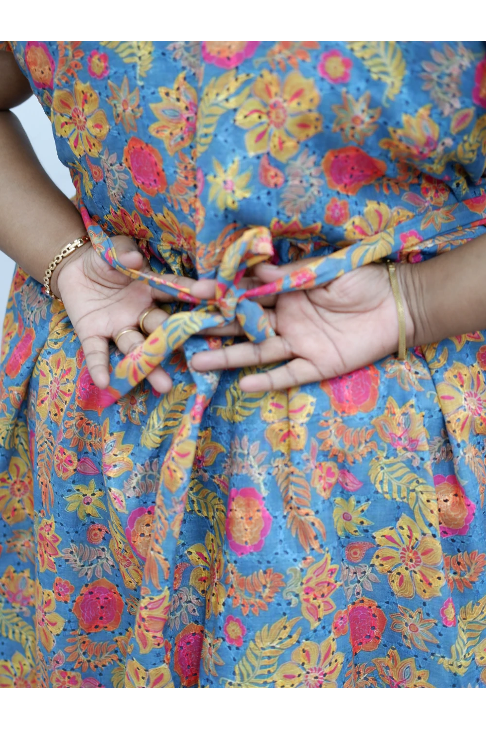 Trendy Puff Sleeve Kurti –Acoba Cotton Midi with lining Length Frock Style for Women