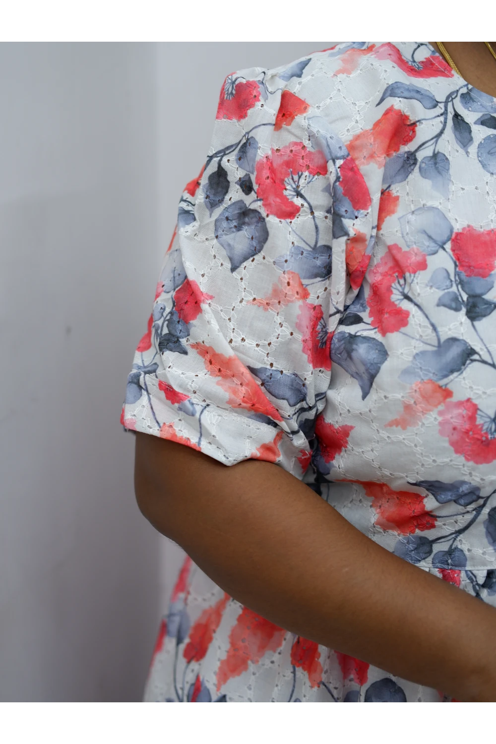 Trendy Puff Sleeve Kurti –Acoba Cotton Midi with lining Length Frock Style for Women