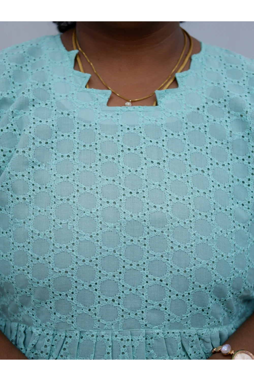 Trendy Puff Sleeve Kurti –Acoba Cotton Midi with lining Length Frock Style for Women