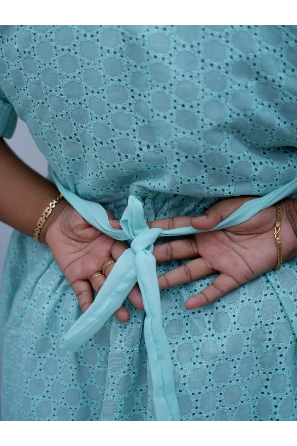 Trendy Puff Sleeve Kurti –Acoba Cotton Midi with lining Length Frock Style for Women