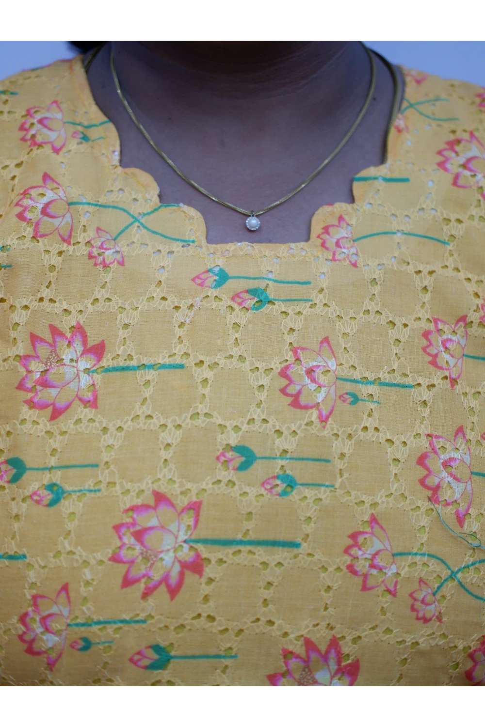 Trendy Puff Sleeve Kurti –Acoba Cotton Midi with lining Length Frock Style for Women