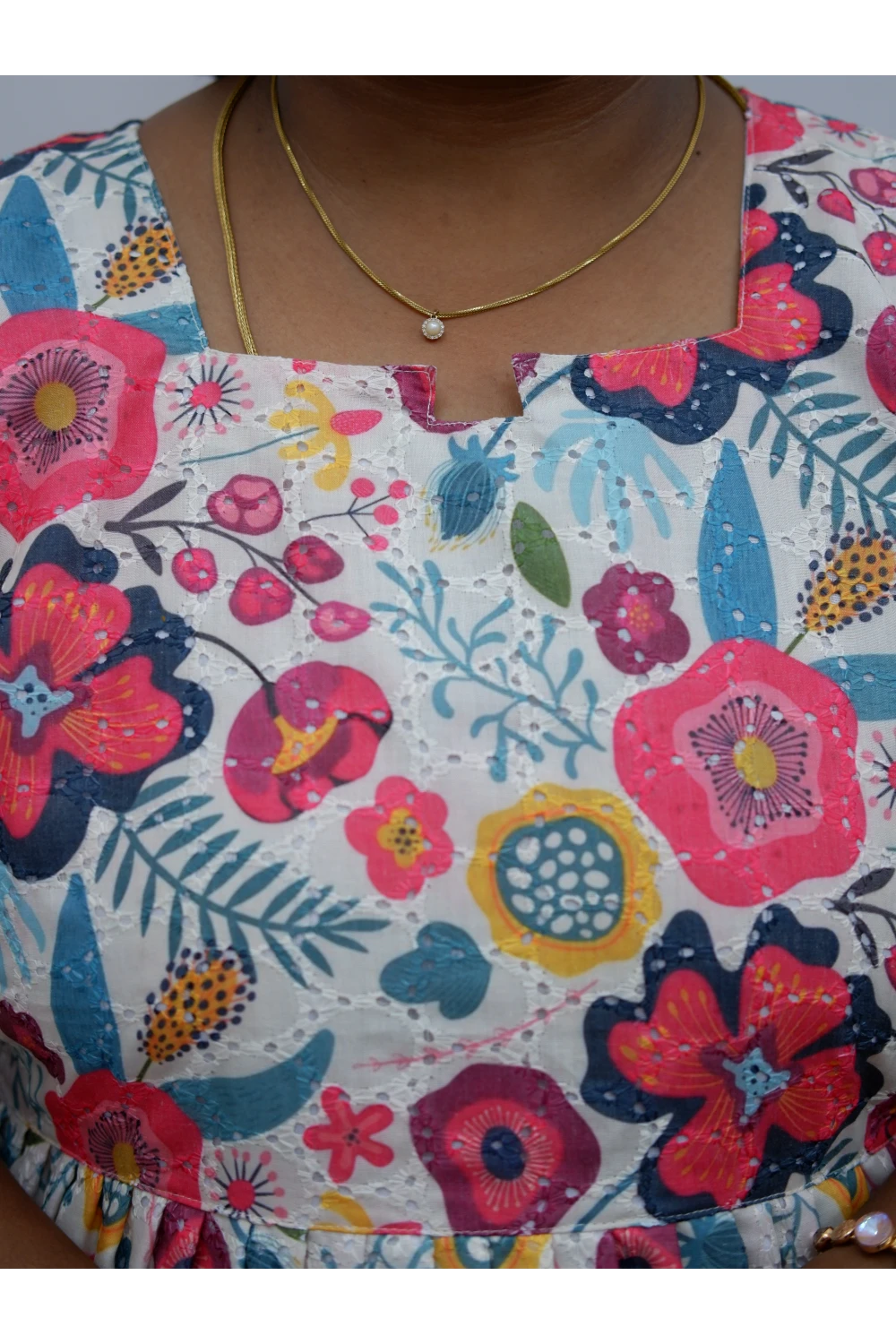 Trendy Puff Sleeve Kurti –Acoba Cotton Midi with lining Length Frock Style for Women