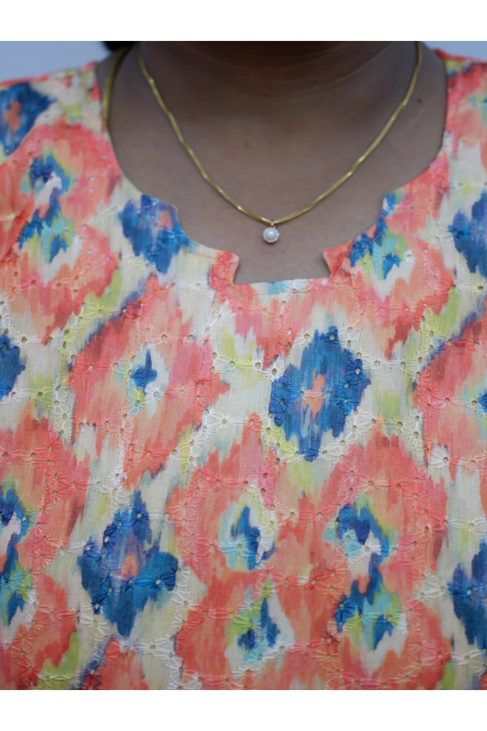 Trendy Puff Sleeve Kurti –Acoba Cotton Midi with lining Length Frock Style for Women