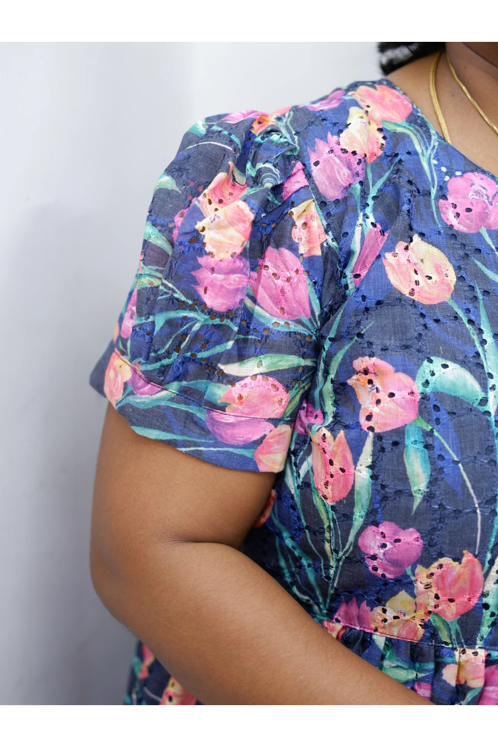 Trendy Puff Sleeve Kurti –Acoba Cotton Midi with lining Length Frock Style for Women