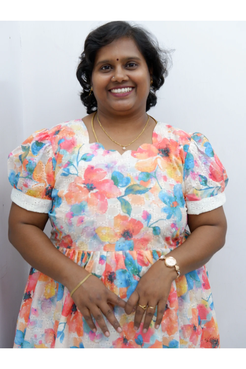 Trendy Puff Sleeve Kurti –Acoba Cotton Midi with lining Length Frock Style for Women