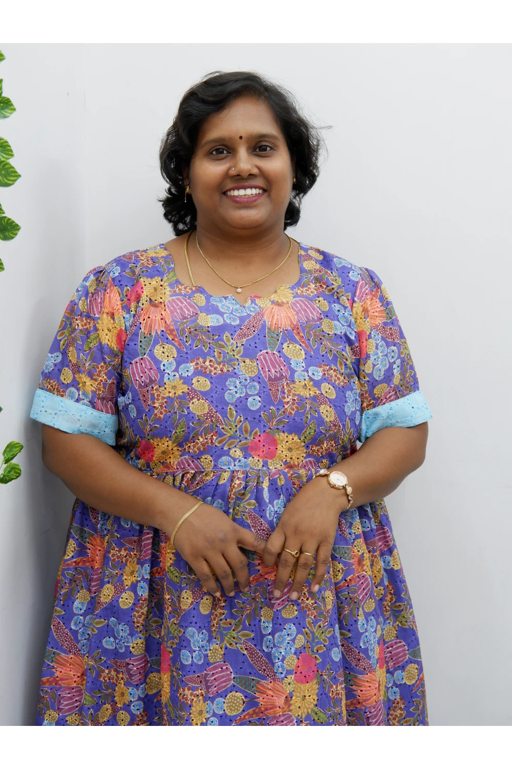 Trendy Puff Sleeve Kurti –Acoba Cotton Midi with lining Length Frock Style for Women