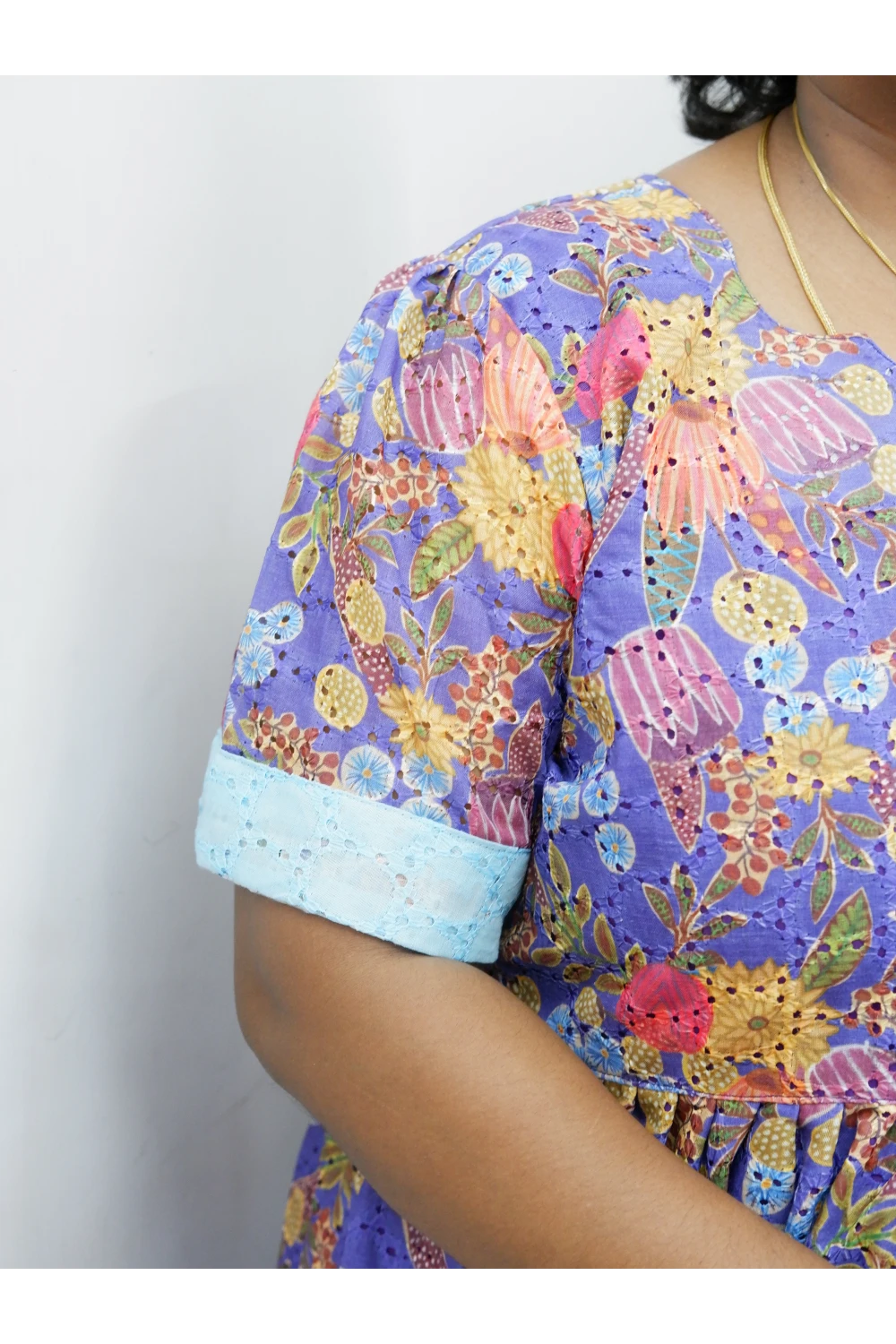 Trendy Puff Sleeve Kurti –Acoba Cotton Midi with lining Length Frock Style for Women