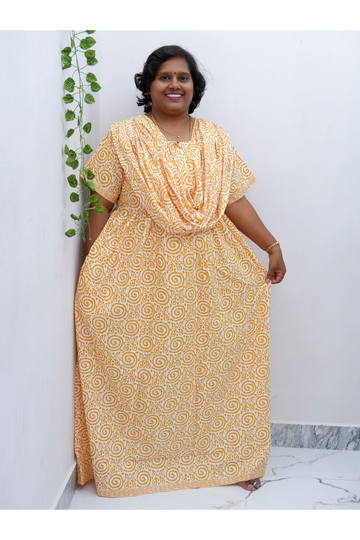 Shawl Draped Cotton Frock Nighty – Soft & Breezy