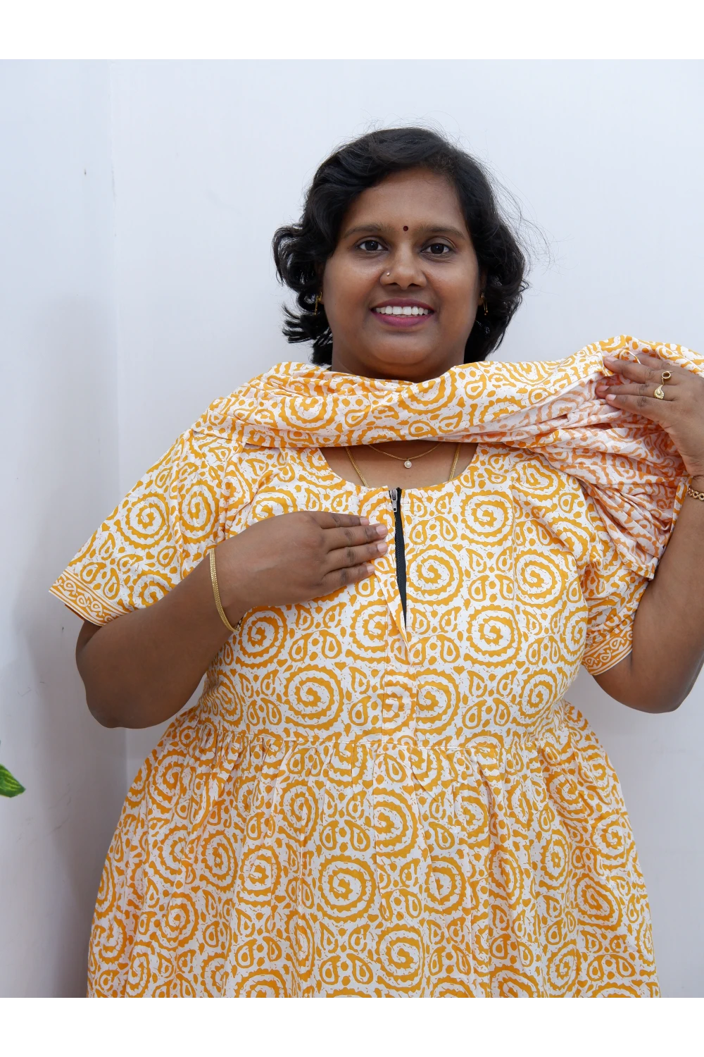 Shawl Draped Cotton Frock Nighty – Soft & Breezy