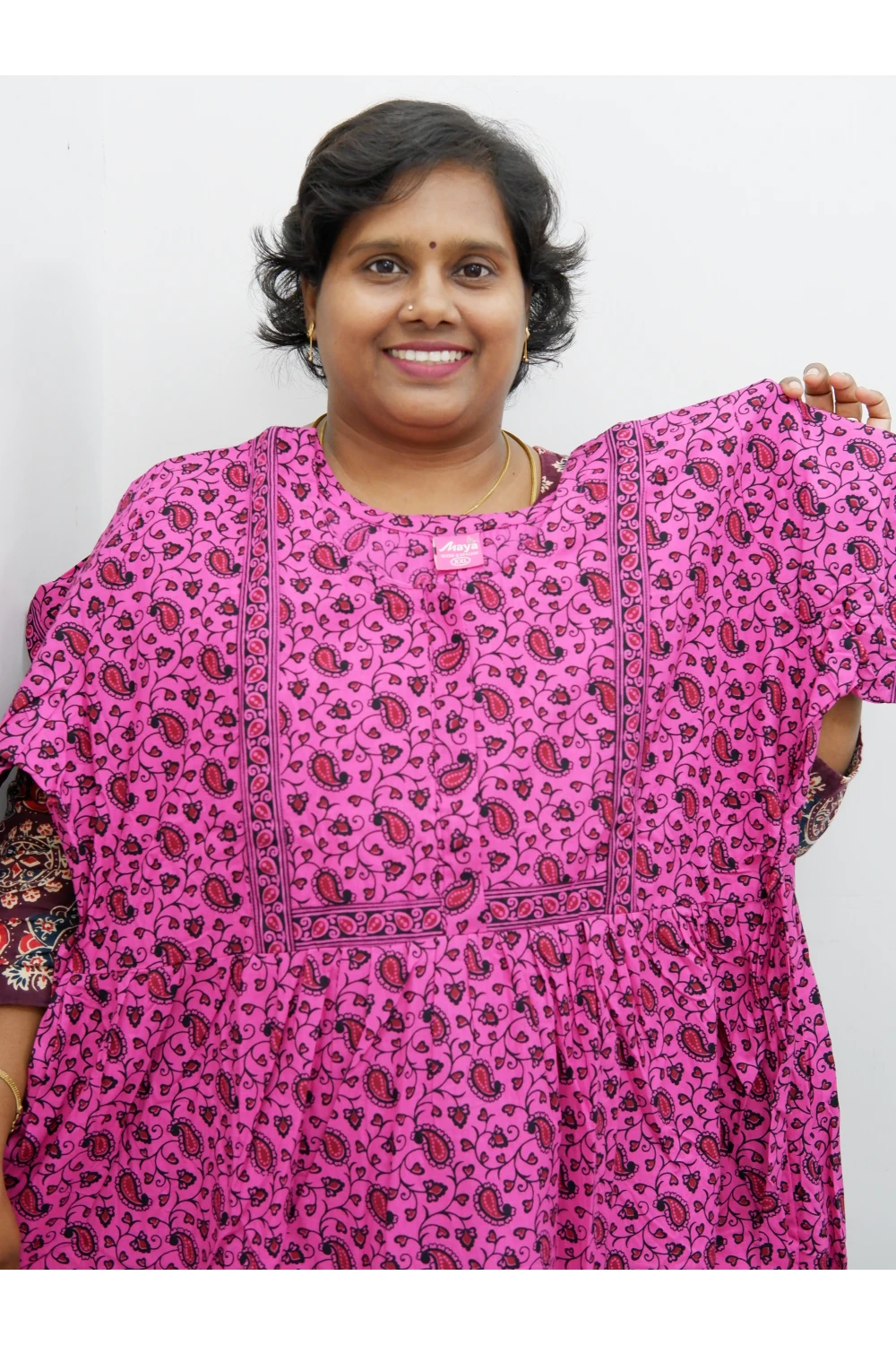 Midi Frock with Back Knot & Front Zip Jyothi Cotton Nighty