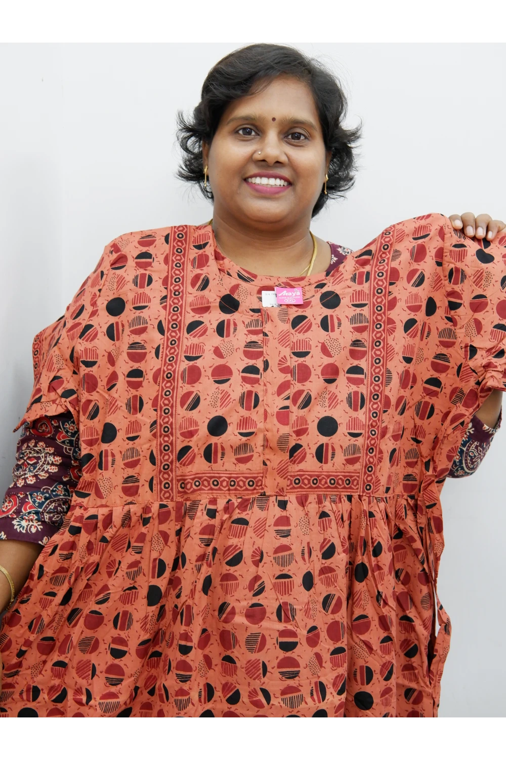 Midi Frock with Back Knot & Front Zip Jyothi Cotton Nighty