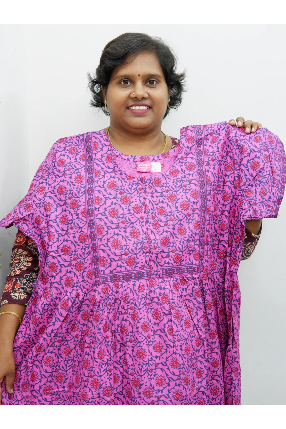 Midi Frock with Back Knot & Front Zip Jyothi Cotton Nighty