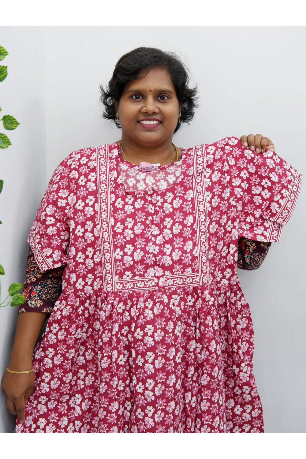 Midi Frock with Back Knot & Front Zip Jyothi Cotton Nighty