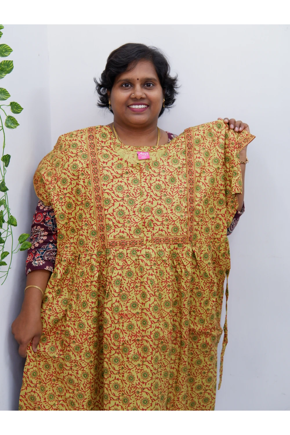 Midi Frock with Back Knot & Front Zip Jyothi Cotton Nighty