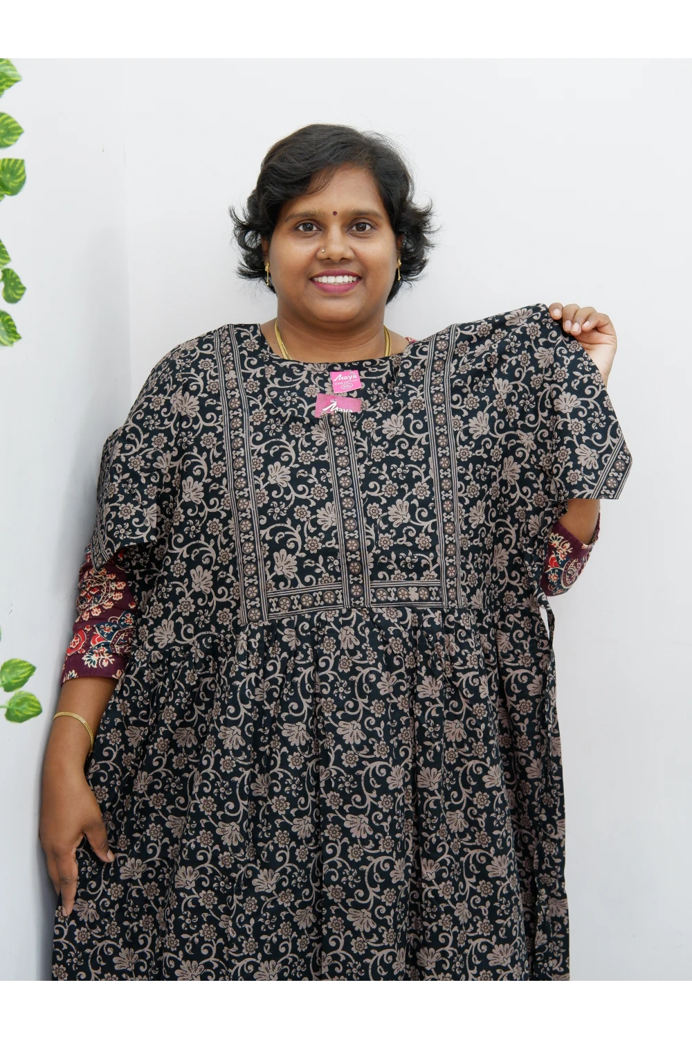 Midi Frock with Back Knot & Front Zip Jyothi Cotton Nighty