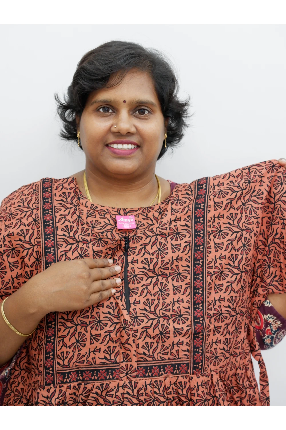 Midi Frock with Back Knot & Front Zip Jyothi Cotton Nighty