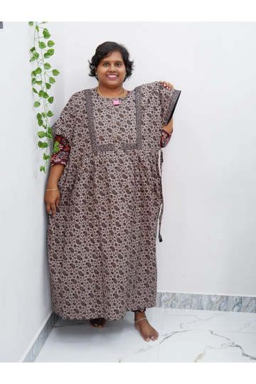 Midi Frock with Back Knot & Front Zip Jyothi Cotton Nighty