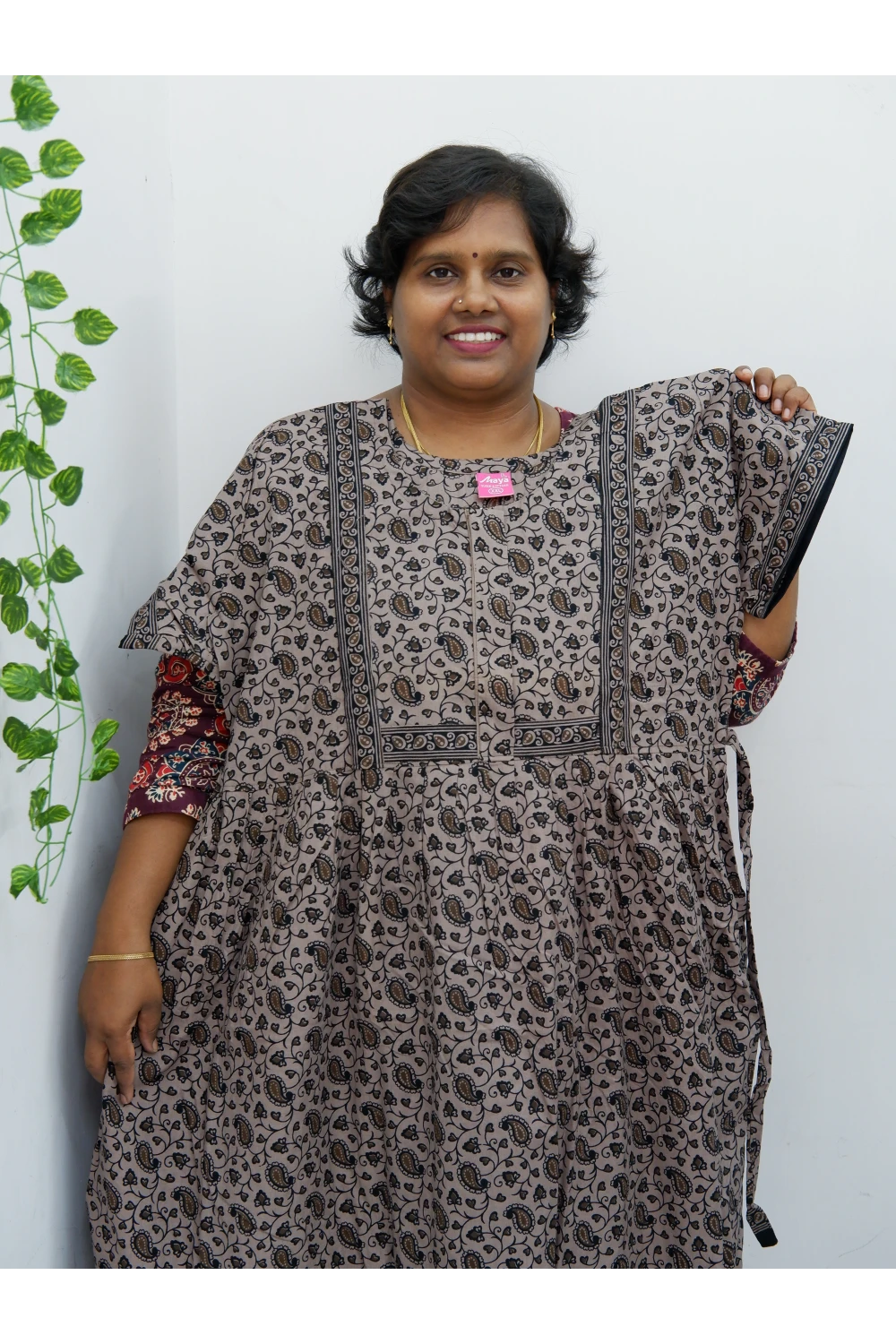 Midi Frock with Back Knot & Front Zip Jyothi Cotton Nighty