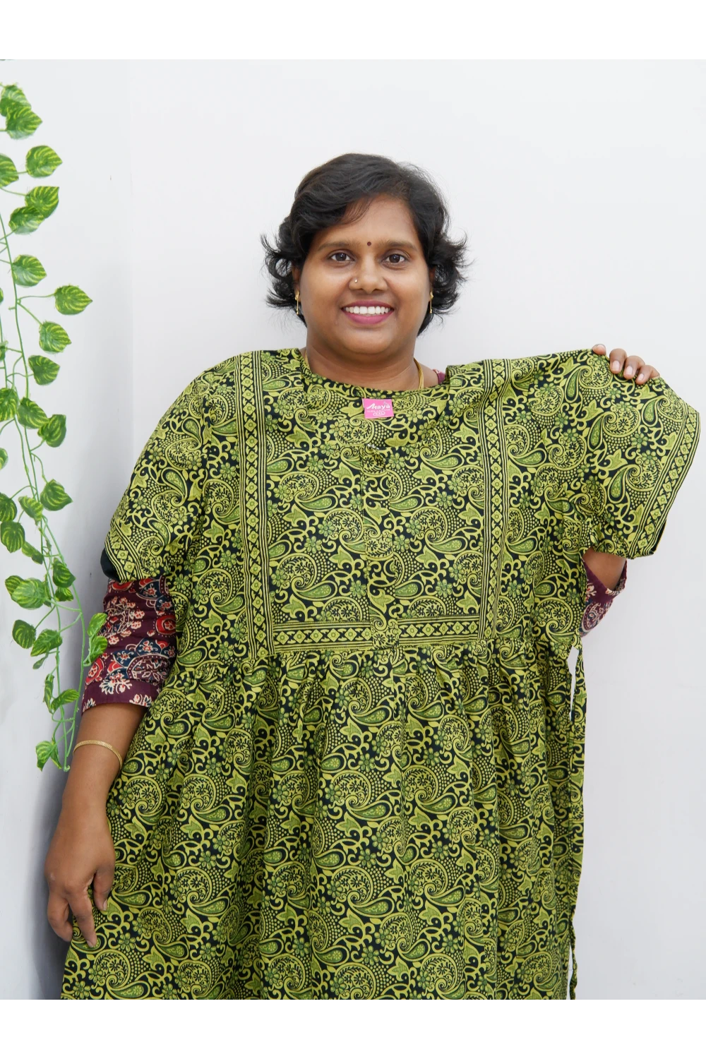 Midi Frock with Back Knot & Front Zip Jyothi Cotton Nighty