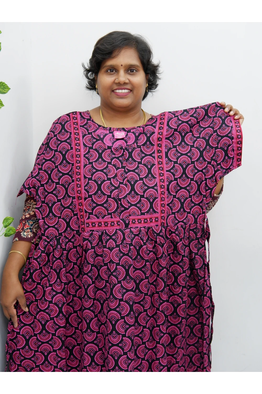 Midi Frock with Back Knot & Front Zip Jyothi Cotton Nighty