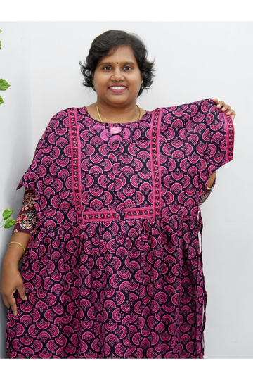 Midi Frock with Back Knot & Front Zip Jyothi Cotton Nighty