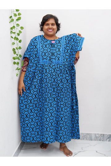 Midi Frock with Back Knot & Front Zip Jyothi Cotton Nighty