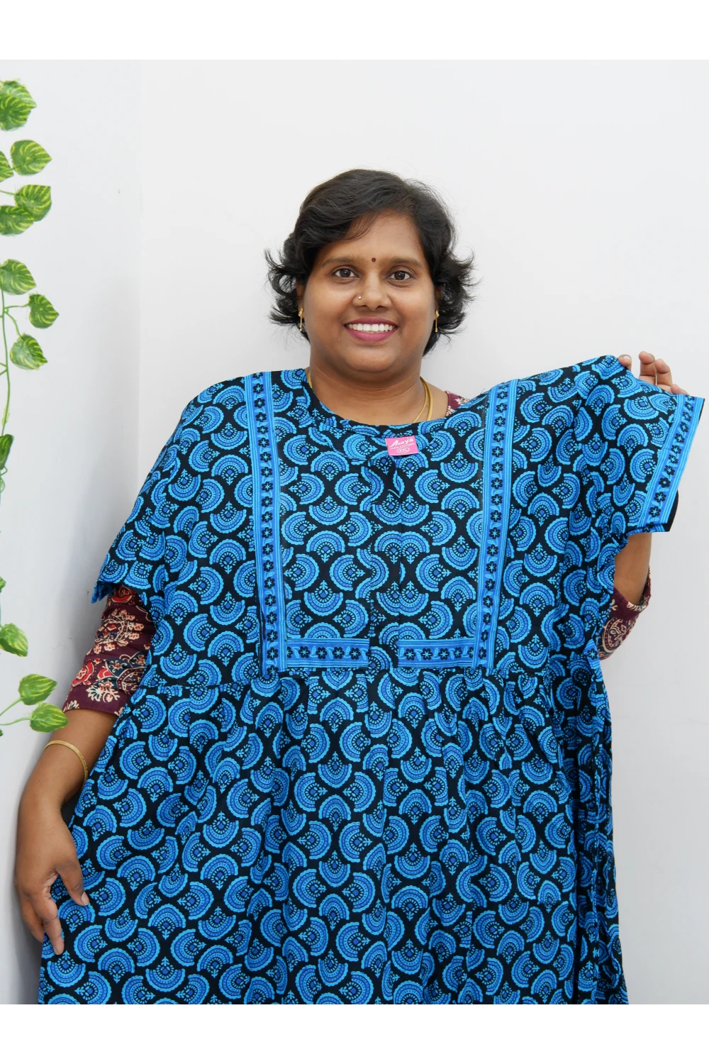 Midi Frock with Back Knot & Front Zip Jyothi Cotton Nighty