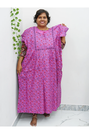 Midi Frock with Back Knot & Front Zip Jyothi Cotton Nighty
