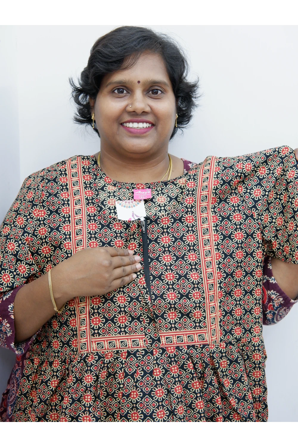 Midi Frock with Back Knot & Front Zip Jyothi Cotton Nighty