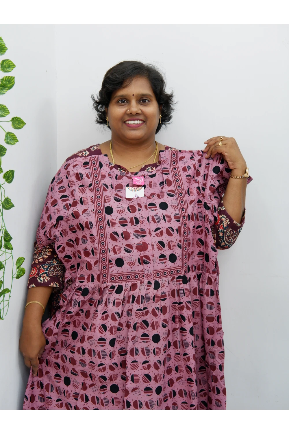 Midi Frock with Back Knot & Front Zip Jyothi Cotton Nighty