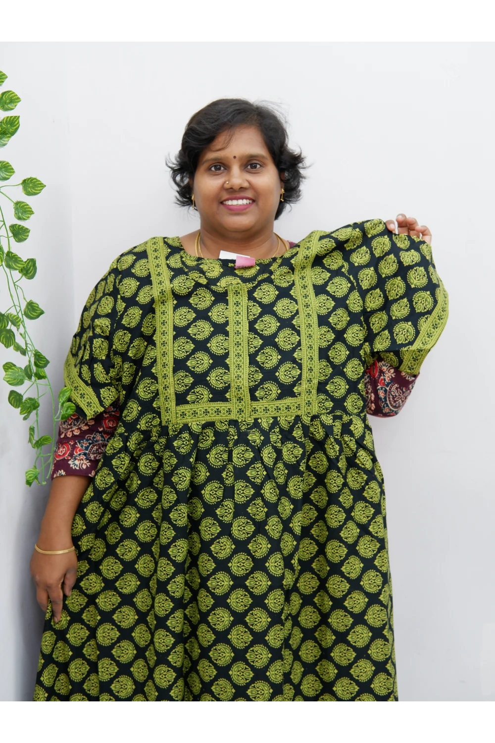 Midi Frock with Back Knot & Front Zip Jyothi Cotton Nighty