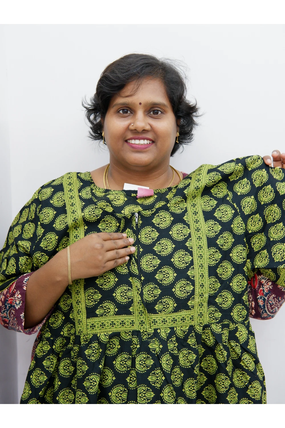 Midi Frock with Back Knot & Front Zip Jyothi Cotton Nighty