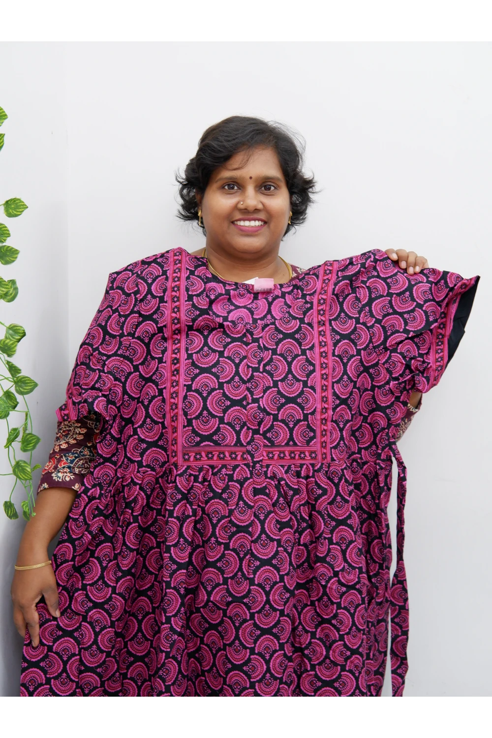 Midi Frock with Back Knot & Front Zip Jyothi Cotton Nighty